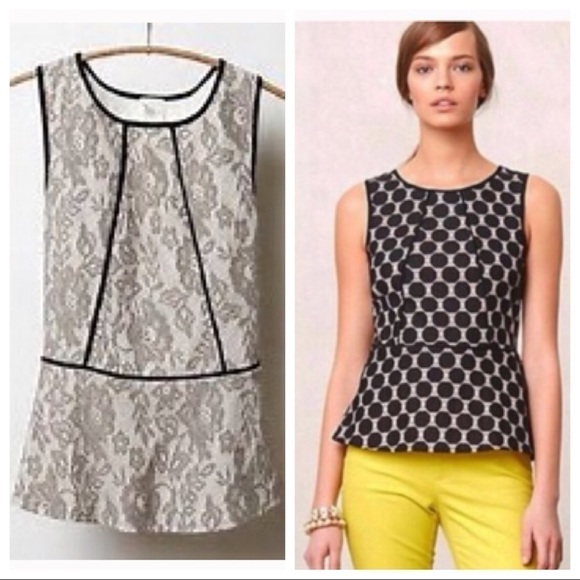 Anthropologie Piped Peplum Lace Tank - Picture 4 of 7